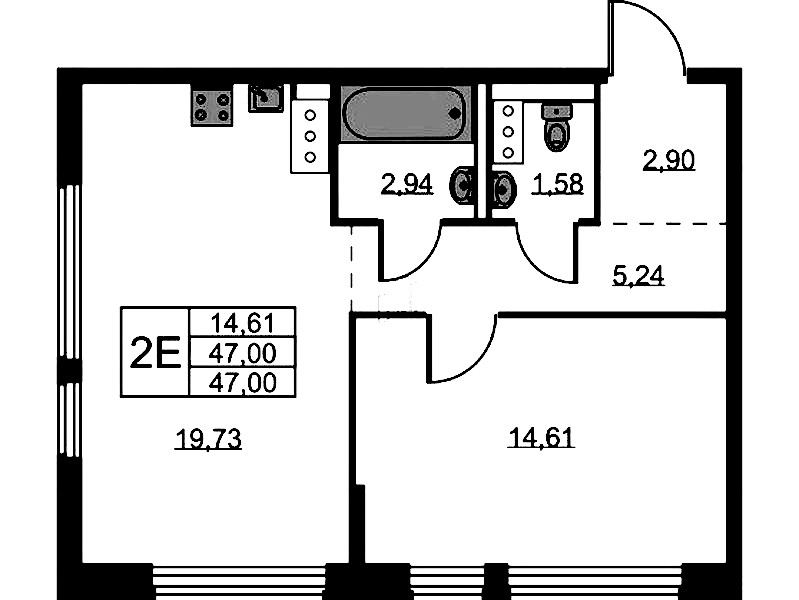 1-комнатная квартира 47 м², 9/11 эт., ЖК «Новое Колпино»